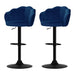 2x Bar Stools Gas Lift Velvet Blue - Amazingooh Wholesale