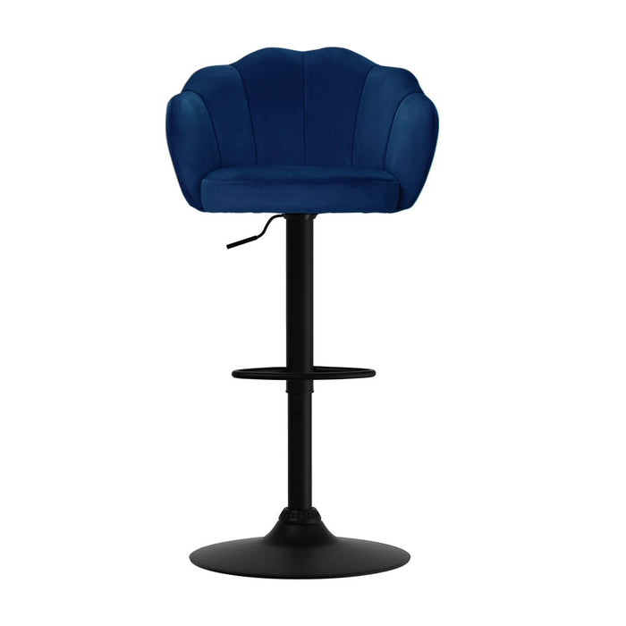 2x Bar Stools Gas Lift Velvet Blue - Amazingooh Wholesale