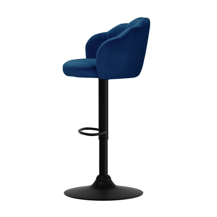2x Bar Stools Gas Lift Velvet Blue - Amazingooh Wholesale