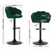 2x Bar Stools Gas Lift Velvet Green - Amazingooh Wholesale