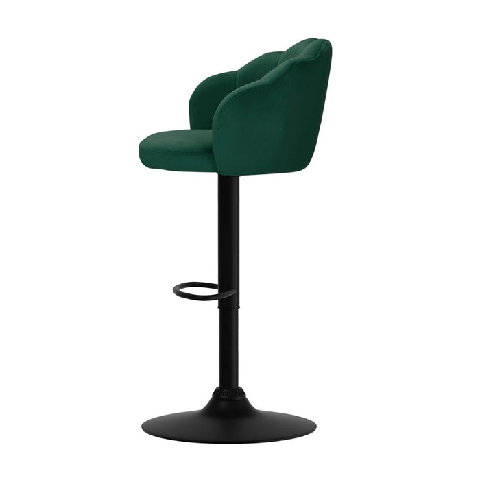 2x Bar Stools Gas Lift Velvet Green - Amazingooh Wholesale