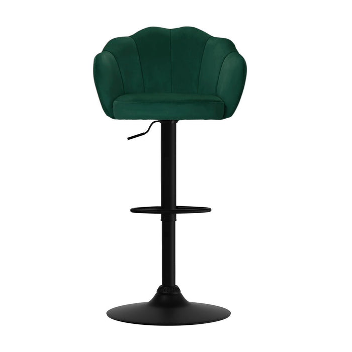 2x Bar Stools Gas Lift Velvet Green - Amazingooh Wholesale