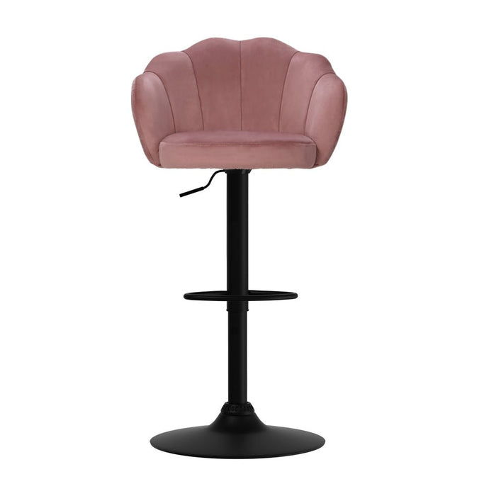 2x Bar Stools Gas Lift Velvet Pink - Amazingooh Wholesale