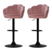 2x Bar Stools Gas Lift Velvet Pink - Amazingooh Wholesale
