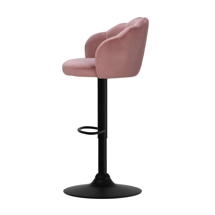 2x Bar Stools Gas Lift Velvet Pink - Amazingooh Wholesale
