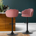 2x Bar Stools Gas Lift Velvet Pink - Amazingooh Wholesale