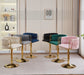 2x Height Adjustable Blue Swivel Bar Stool Velvet Golden Round Base Barstools Chairs - Amazingooh Wholesale