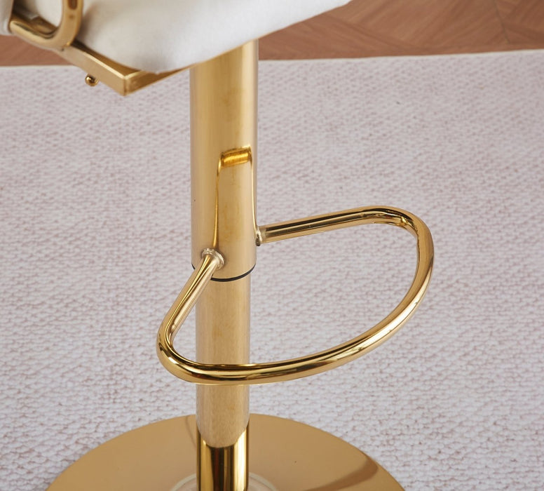 2x Height Adjustable Grey Swivel Bar Stool Velvet Golden Round Base Barstools Chairs - Amazingooh Wholesale