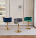 2x Height Adjustable Grey Swivel Bar Stool Velvet Golden Round Base Barstools Chairs - Amazingooh Wholesale