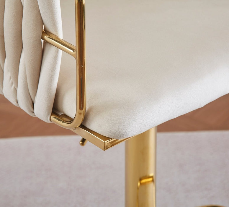 2x Height Adjustable Pink Swivel Bar Stool Velvet Golden Round Base Barstools Chairs - Amazingooh Wholesale