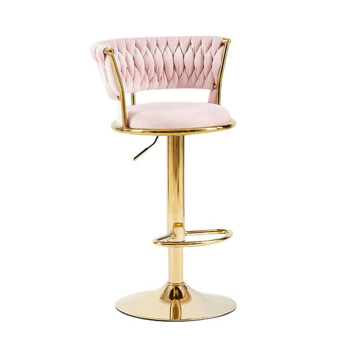 2x Height Adjustable Swivel Bar Stool Velvet Golden Base Barstools Chairs Padded Seat - Amazingooh Wholesale