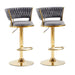 2x Height Adjustable Swivel Bar Stool Velvet Golden Base Barstools Chairs Padded Seat - Amazingooh Wholesale