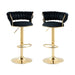 2x Height Adjustable Swivel Bar Stool Velvet Golden Base Barstools Chairs Padded Seat - Amazingooh Wholesale