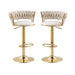 2x Height Adjustable Swivel Bar Stool Velvet Golden Base Barstools Chairs Padded Seat - Amazingooh Wholesale