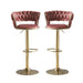 2x Height Adjustable Swivel Bar Stool Velvet Golden Base Barstools Chairs Padded Seat - Amazingooh Wholesale