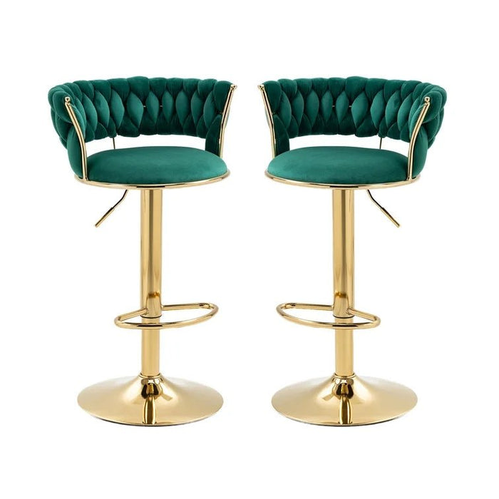 2x Height Adjustable Swivel Bar Stool Velvet Golden Base Barstools Chairs Padded Seat - Amazingooh Wholesale