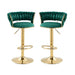 2x Height Adjustable Swivel Bar Stool Velvet Golden Base Barstools Chairs Padded Seat - Amazingooh Wholesale