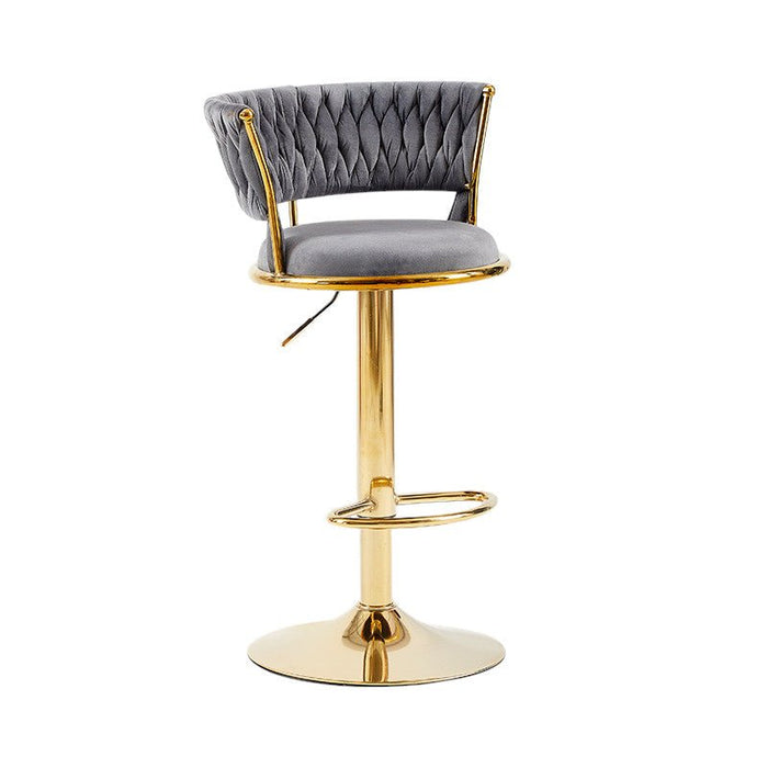 2x Height Adjustable Swivel Bar Stool Velvet Golden Base Barstools Chairs Padded Seat - Amazingooh Wholesale