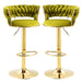 2x Height Adjustable Swivel Bar Stool Velvet Golden Base Barstools Chairs Padded Seat - Amazingooh Wholesale