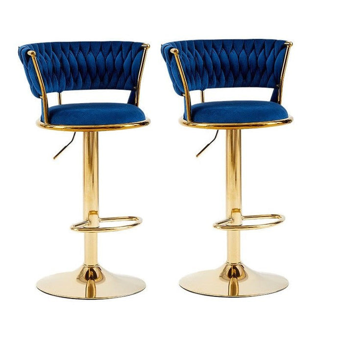 2x Height Adjustable Swivel Bar Stool Velvet Golden Base Barstools Chairs Padded Seat - Amazingooh Wholesale