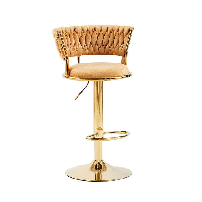 2x Height Adjustable Swivel Bar Stool Velvet Golden Base Barstools Chairs Padded Seat - Amazingooh Wholesale