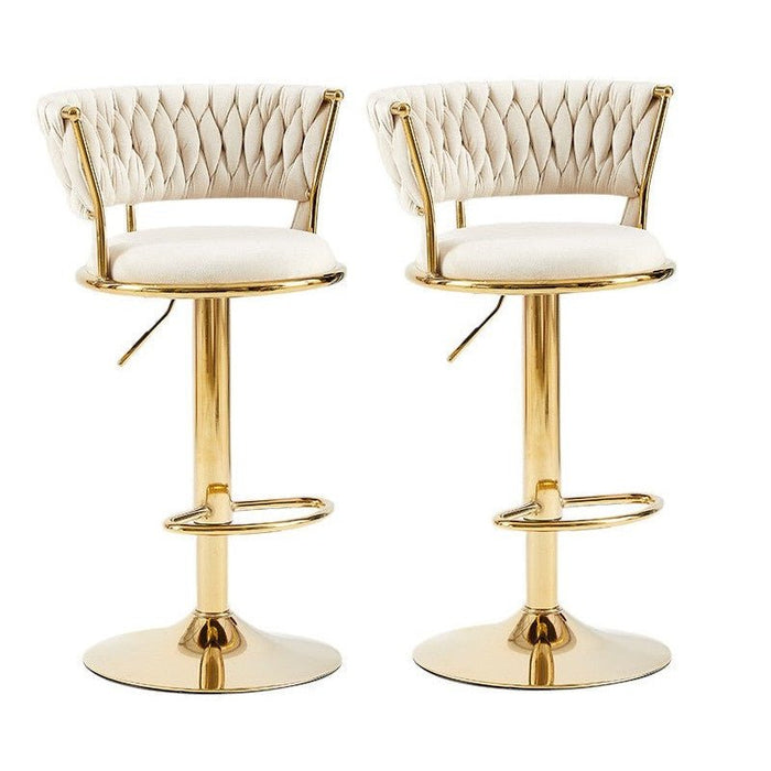 2x Height Adjustable Swivel Bar Stool Velvet Golden Base Barstools Chairs Padded Seat - Amazingooh Wholesale
