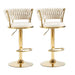 2x Height Adjustable Swivel Bar Stool Velvet Golden Base Barstools Chairs Padded Seat - Amazingooh Wholesale