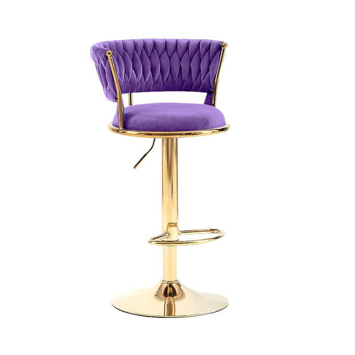 2x Height Adjustable Swivel Bar Stool Velvet Golden Base Barstools Chairs Padded Seat - Amazingooh Wholesale