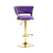 2x Height Adjustable Swivel Bar Stool Velvet Golden Base Barstools Chairs Padded Seat - Amazingooh Wholesale