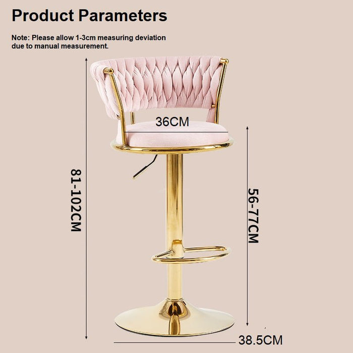 2x Height Adjustable Swivel Bar Stool Velvet Golden Base Barstools Chairs Padded Seat - Amazingooh Wholesale
