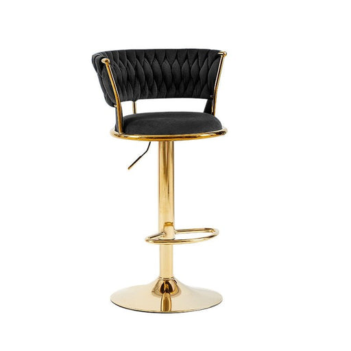 2x Height Adjustable Swivel Bar Stool Velvet Golden Base Barstools Chairs Padded Seat - Amazingooh Wholesale