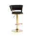 2x Height Adjustable Swivel Bar Stool Velvet Golden Base Barstools Chairs Padded Seat - Amazingooh Wholesale