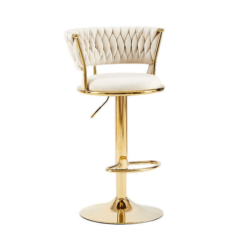 2x Height Adjustable Swivel Bar Stool Velvet Golden Base Barstools Chairs Padded Seat - Amazingooh Wholesale