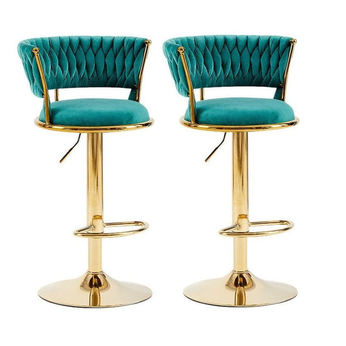 2x Height Adjustable Swivel Bar Stool Velvet Golden Base Barstools Chairs Padded Seat - Amazingooh Wholesale