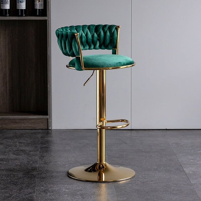 2x Height Adjustable Swivel Bar Stool Velvet Golden Base Barstools Chairs Padded Seat Green - Amazingooh Wholesale