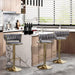 2x Height Adjustable Swivel Bar Stool Velvet Golden Base Barstools Chairs Padded Seat Grey - Amazingooh Wholesale