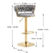 2x Height Adjustable Swivel Bar Stool Velvet Golden Base Barstools Chairs Padded Seat Grey - Amazingooh Wholesale