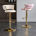 2x Height Adjustable Swivel Bar Stool Velvet Golden Base Barstools Chairs Padded Seat Ivory - Amazingooh Wholesale
