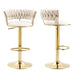 2x Height Adjustable Swivel Bar Stool Velvet Golden Base Barstools Chairs Padded Seat Ivory - Amazingooh Wholesale