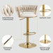 2x Height Adjustable Swivel Bar Stool Velvet Golden Base Barstools Chairs Padded Seat Ivory - Amazingooh Wholesale