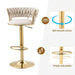 2x Height Adjustable Swivel Bar Stool Velvet Golden Base Barstools Chairs Padded Seat Ivory - Amazingooh Wholesale