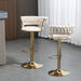 2x Height Adjustable Swivel Bar Stool Velvet Golden Base Barstools Chairs Padded Seat Ivory - Amazingooh Wholesale