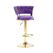 2x Height Adjustable Swivel Bar Stool Velvet Golden Base Barstools Chairs Padded Seat Violet - Amazingooh Wholesale