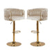 2x Height Adjustable White Swivel Bar Stool Velvet Golden Round Base Barstools Chairs - Amazingooh Wholesale