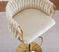 2x Height Adjustable White Swivel Bar Stool Velvet Golden Round Base Barstools Chairs - Amazingooh Wholesale