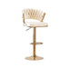 2x Height Beige Velvet Padded Golden Round Base Barstools Chairs - Amazingooh Wholesale