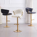 2x Height Beige Velvet Padded Golden Round Base Barstools Chairs - Amazingooh Wholesale