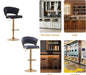 2x Height Beige Velvet Padded Golden Round Base Barstools Chairs - Amazingooh Wholesale