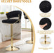 2x Height Black Velvet Padded Golden Round Base Barstools Chairs - Amazingooh Wholesale