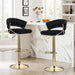 2x Height Black Velvet Padded Golden Round Base Barstools Chairs - Amazingooh Wholesale